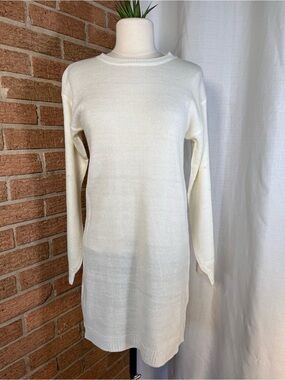 Pink Angel Ivory Sweater Dress Faux Pearl Sleeve Crew Neck Kids XL NWT